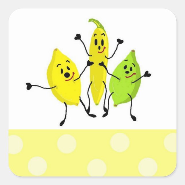 Adesivo Quadrado Gang de Fruta Engraçado (Frente)