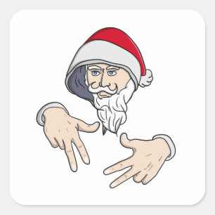 Adesivo Quadrado Gangsta legal Hip Hop Hand Rap Santa Claus