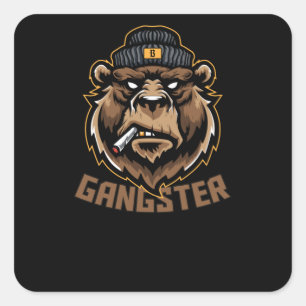 Adesivo Quadrado Gangster Bear