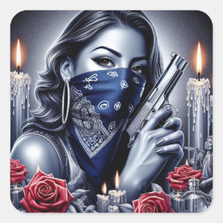 Adesivo Quadrado Gangster Girl Hip Hop chicano art Design