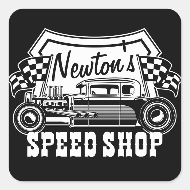 Adesivo Quadrado Garagem Comprada de velocidade de rotação personal (Frente)