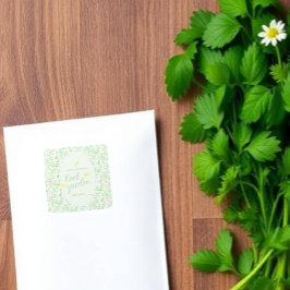 Adesivo Quadrado Garden Party Herb Garden Seed Baby Shower