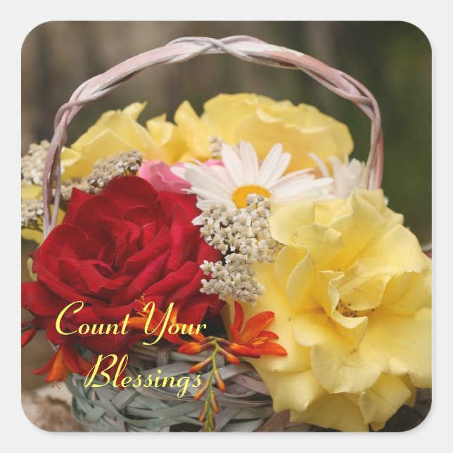 Adesivo Quadrado Garden Rose Bouquet Sticker (Frente)