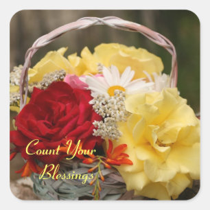 Adesivo Quadrado Garden Rose Bouquet Sticker