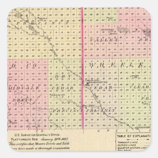 Adesivo Quadrado Garfield e Wheeler County, Nebraska (Frente)