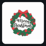 Adesivo Quadrado Garland Felry Christmas<br><div class="desc">ornamento de natal de natal, decoração de círculo verde doce, decoração de pinheiro, holly de fita de pinheiro, inscrição de luz de vintage de texto, decoração de festas de árvores de presente, quadro de convite de dezembro, novo ano de banner festivo, ilustração de festas de festas, decoração de felizes de...</div>