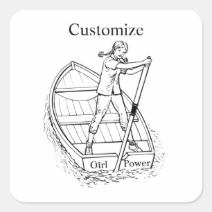Adesivo Quadrado Garota com Escultor de Energia do Barco Thunder_Co