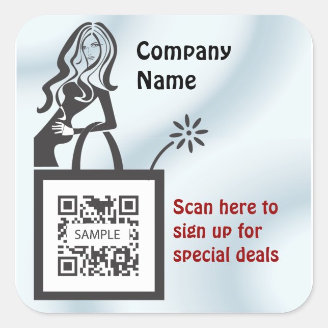 Adesivo Quadrado Garota de Compro Modelo Sticker (Frente)