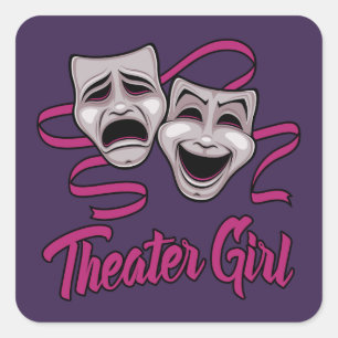 Adesivo Quadrado Garota do Teatro de Comédia e Tragédia