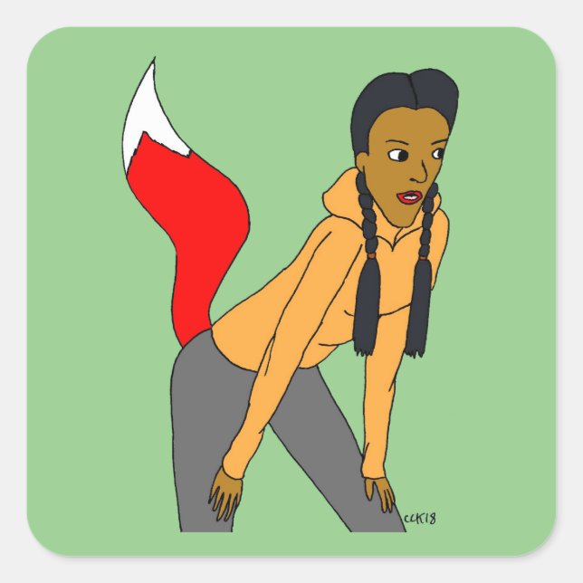 Adesivo Quadrado garota foxy (Frente)