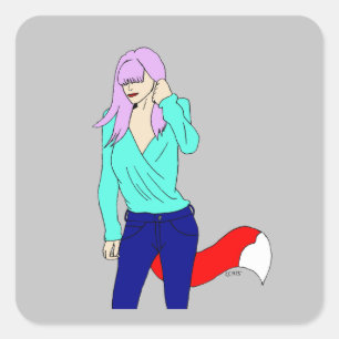 Adesivo Quadrado garota foxy