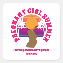 Adesivo Quadrado Garota grávida, verão, mãe cristã personalizada