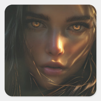 Adesivo Quadrado Garota Guerreira na Selva 1