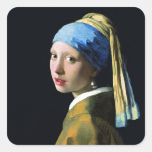 Adesivo Quadrado Garota Jan Vermeer Com Arte Barroca De Pérola