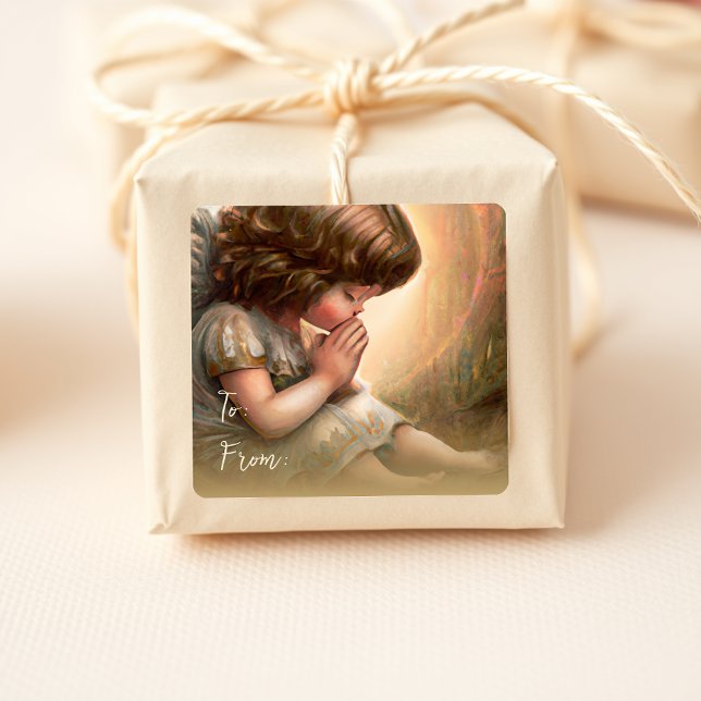 Adesivo Quadrado Garota Pequena Anjo Radiante Halo (Criador carregado)