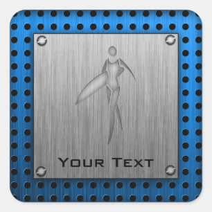 Adesivo Quadrado Garota surfadora; Olho de metal escovado