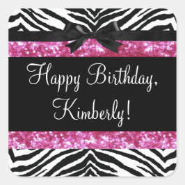 Adesivo Quadrado Garota Zebra-Garota Rosa-Quente