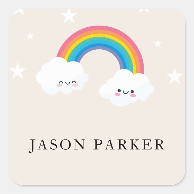 Adesivo Quadrado Garotas Bonitas, Stickers Arco-Íris (Frente)