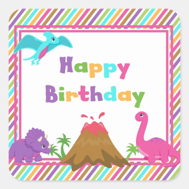 Adesivo Quadrado Garotas de Dinossauro (Frente)