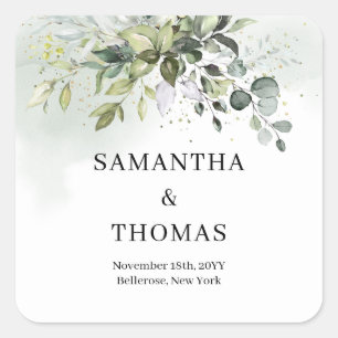 Adesivo Quadrado Garotas de ouro foliar de Boho verde eucalipto