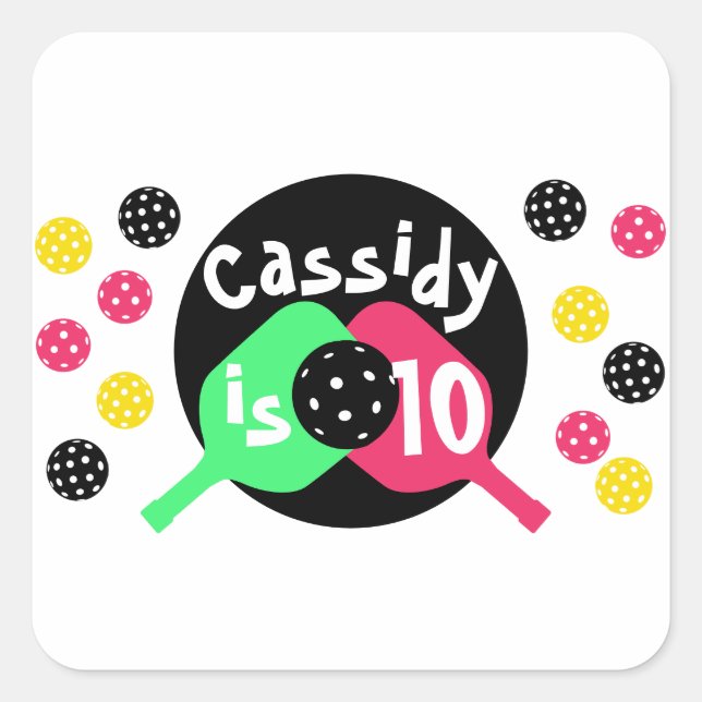 Adesivo Quadrado Garotas de picleball rosa e verde (Frente)