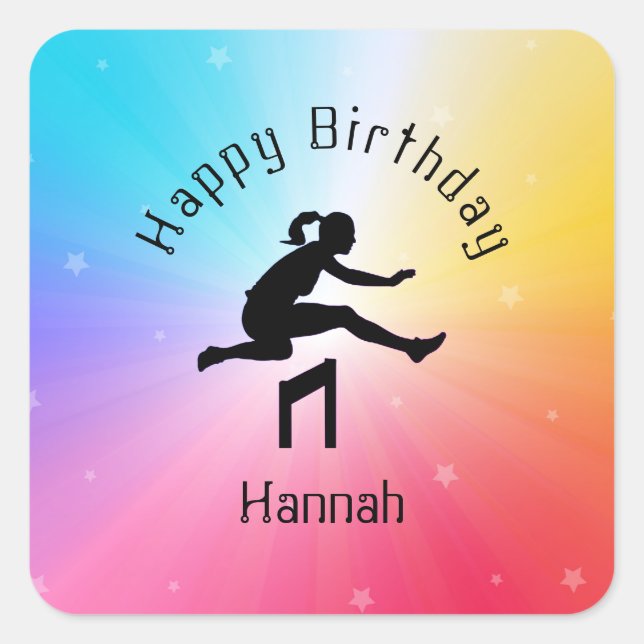 Adesivo Quadrado Garotas Rastream e Estrelas do Arco-Íris de Campo (Frente)