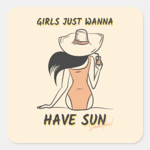 Adesivo Quadrado Garotas Só Querem Ter Sol – Férias de Verão Chic