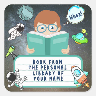 ADESIVO QUADRADO GAROTO DA ESCOLA, LIVRO DE ESTUDANTES, CRIANÇA, CR