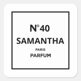 Adesivo Quadrado Garrafa de Perfume de Designer Aniversário QUALQUE