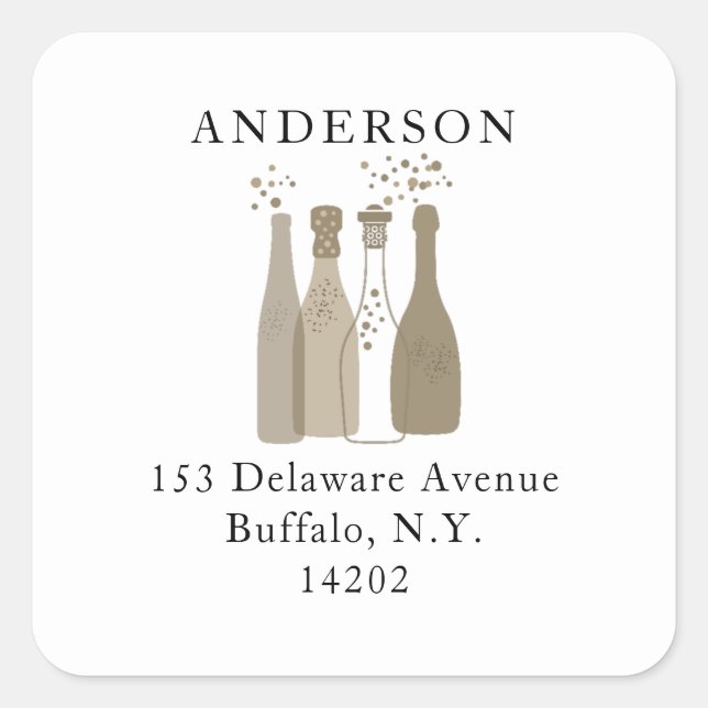 Adesivo Quadrado Garrafas de Champanhe Encaixe 1960s Retroativo End (Frente)