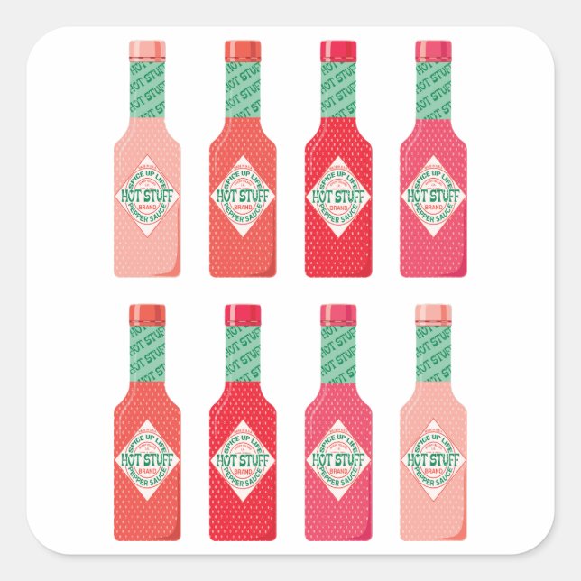 Adesivo Quadrado Garrafas de Molho Quente Gpresente Picante (Frente)