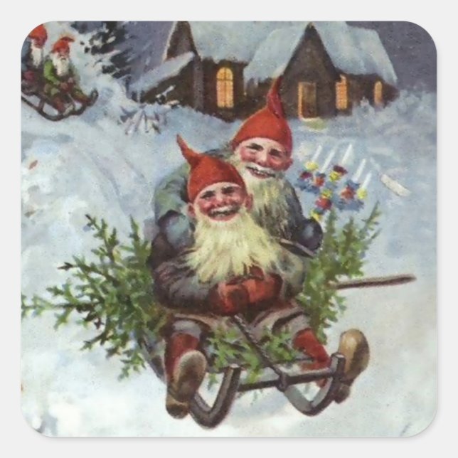 Adesivo Quadrado "Gathering Pine Boughs", por Jenny Nystrom (Frente)