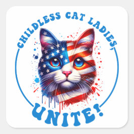 Adesivo Quadrado Gatinhas infantis unem Kamala Harris