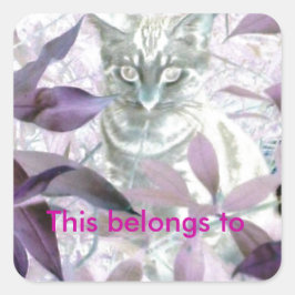 Adesivo Quadrado Gatinho De Folhagem Roxa Pertence A