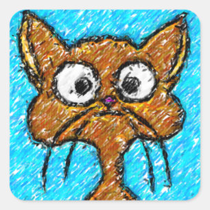 Adesivo Quadrado Gatinho de lápis Crayon