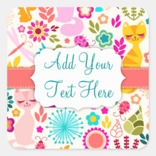 Adesivo Quadrado Gatinho do jardim