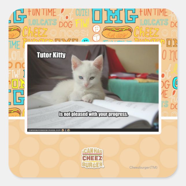 Adesivo Quadrado Gatinho do Tutor (Frente)