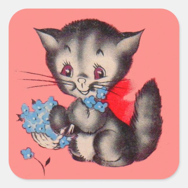 Adesivo Quadrado gatinho doce (Frente)