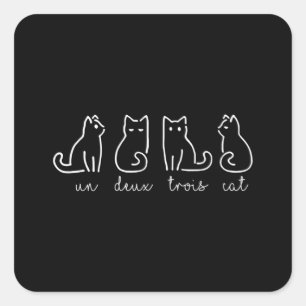 Adesivo Quadrado Gatinho francês Abstrato Un Deux Trois Cat