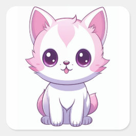 Adesivo Quadrado Gatinho Kawaii