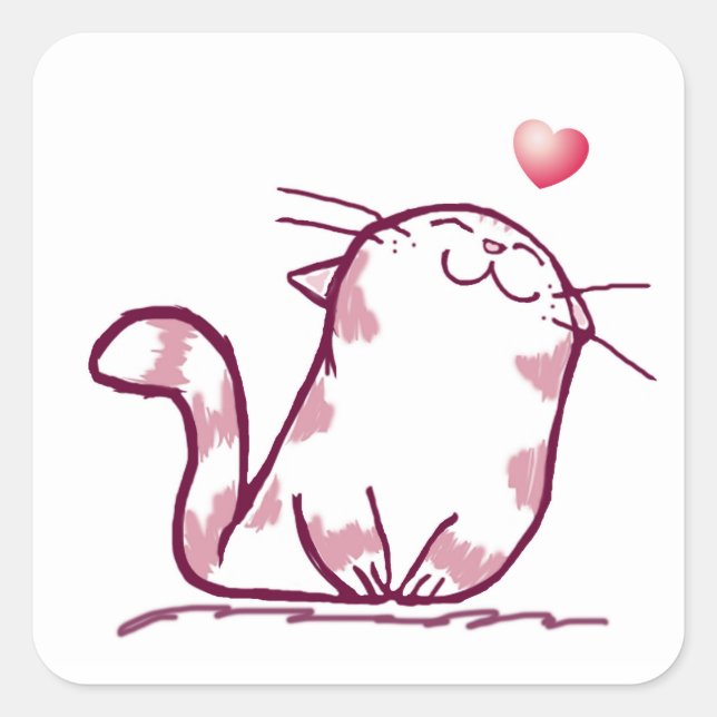 Adesivo Quadrado Gatinho Love (Frente)