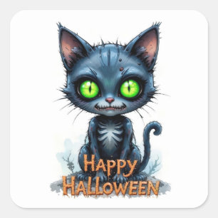Adesivo Quadrado Gatinho Preto, Gatinho Gatinho, Halloween