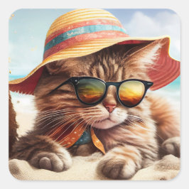 Adesivo Quadrado Gatinho Sunny