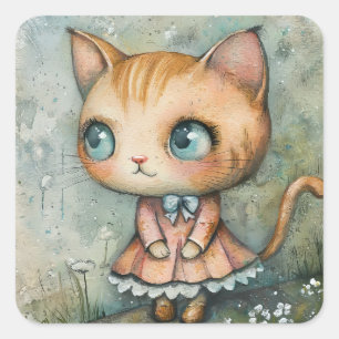 Adesivo Quadrado Gatinho Whimsical