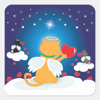 Adesivo Quadrado Gatinhos Anjos - Com o Amor do Céu
