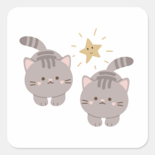 Adesivo Quadrado Gatinhos gêmeos bonitos