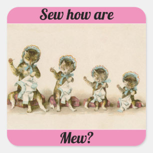 Adesivo Quadrado Gatinhos Vintage