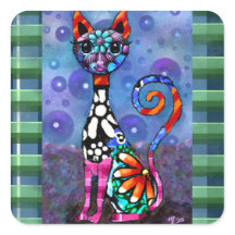 Gato Abstrato Funky de Olhos Grandes e Caprichoso