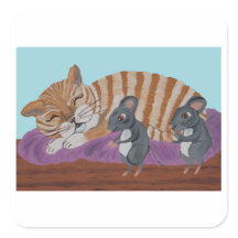 Gato Adormecido com Ratos Sorrateiros 