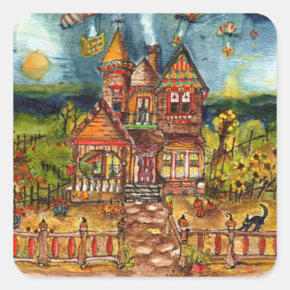 Adesivo Quadrado Gato Assustador